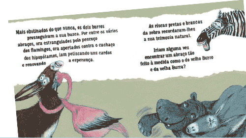 animação com as páginas interiores do livro Burros
