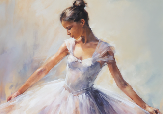 imagem de pintura a óleo de bailarina em estilo impressionista